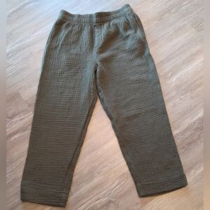 Madewell Lightspun Tapered Huston Pull-On Crop Gauze Olive Green Pants Medium